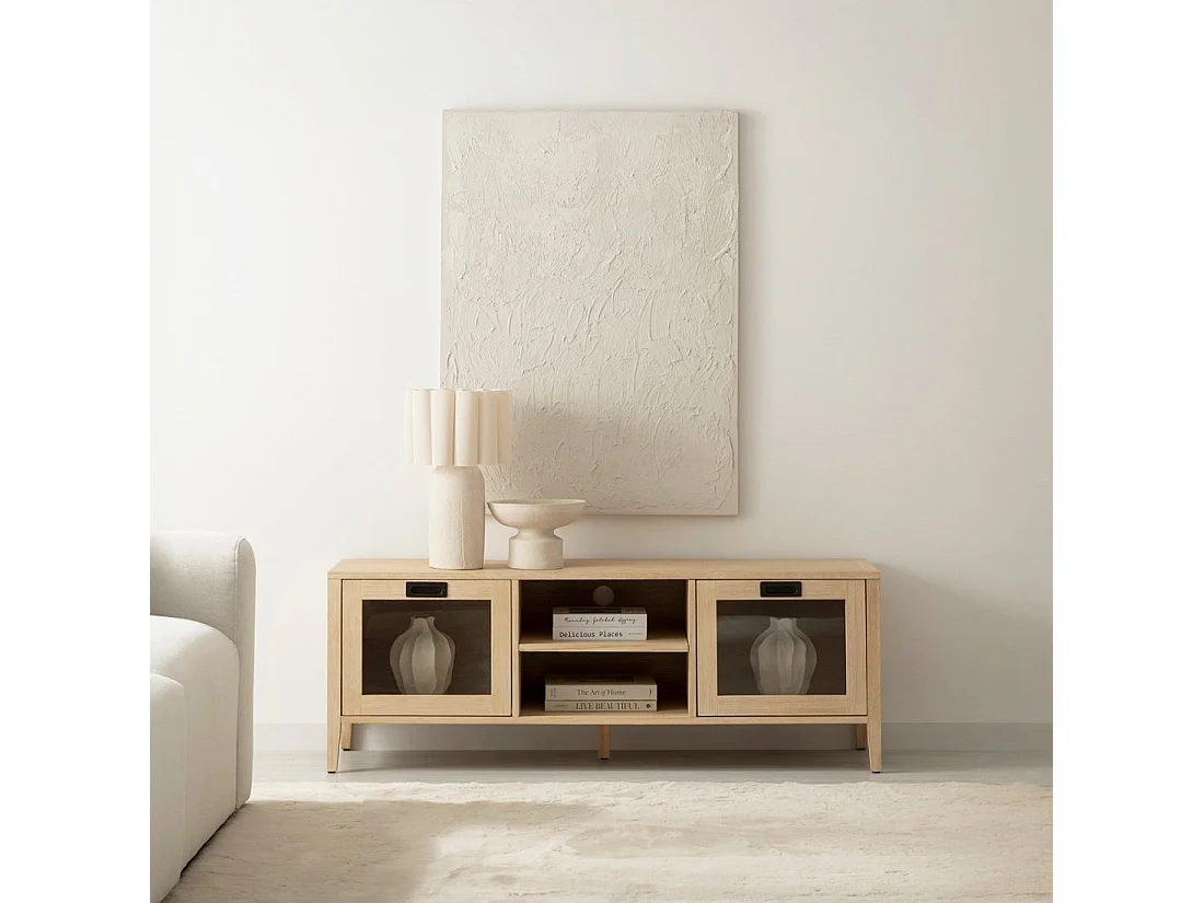 Meuble TV en bois naturel 140x50 cm-Edan