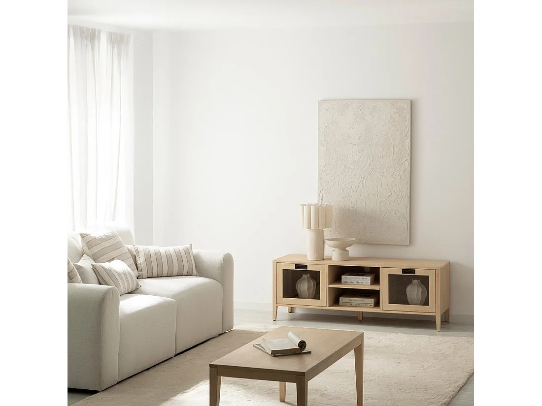 Meuble TV en bois naturel 140x50 cm-Edan