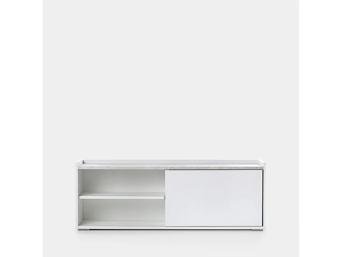 Meuble TV en laqué blanc 140x51 cm-Siena