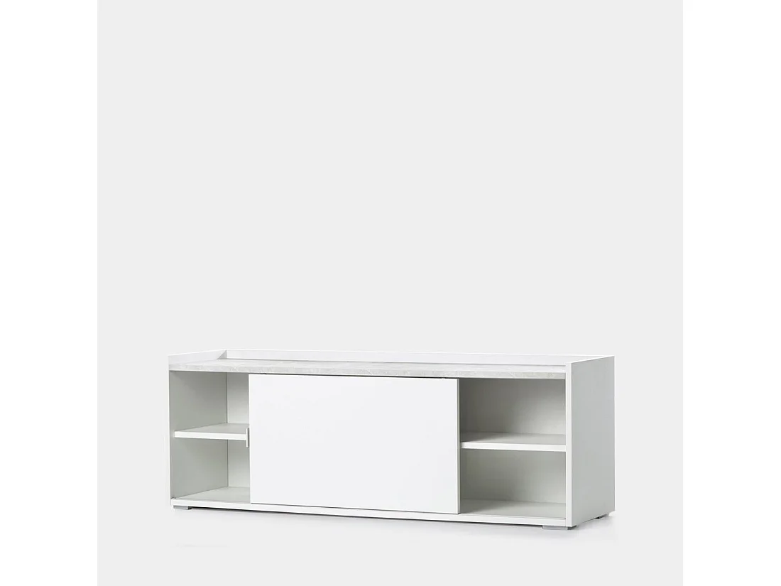 Meuble TV en laqué blanc 140x51 cm-Siena