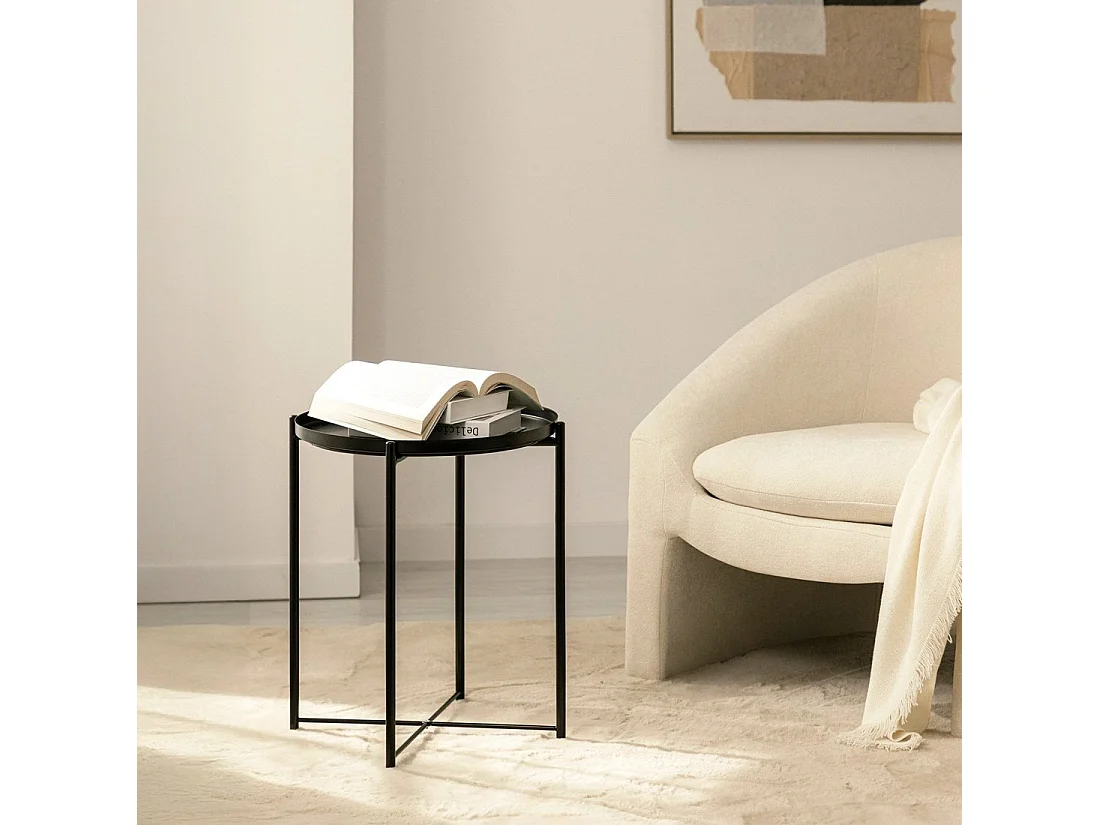 Table d'appoint en métal noir 42x52 cm-Maika