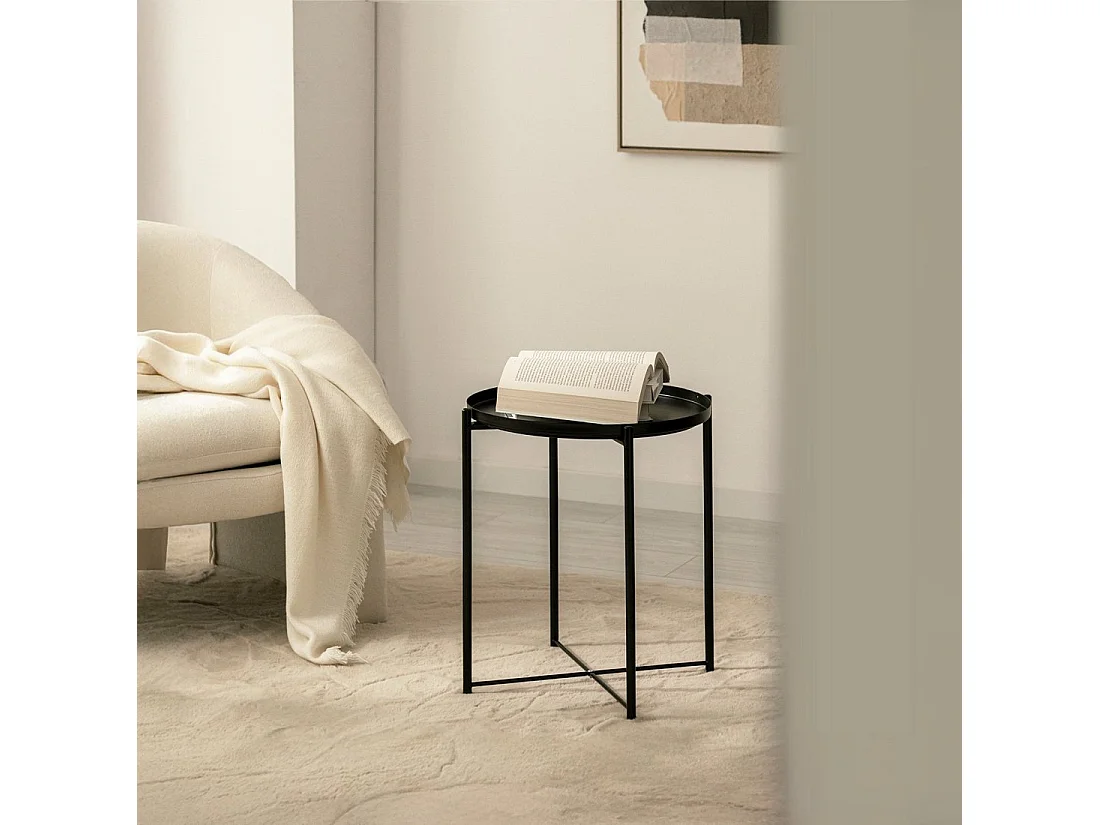 Table d'appoint en métal noir 42x52 cm-Maika