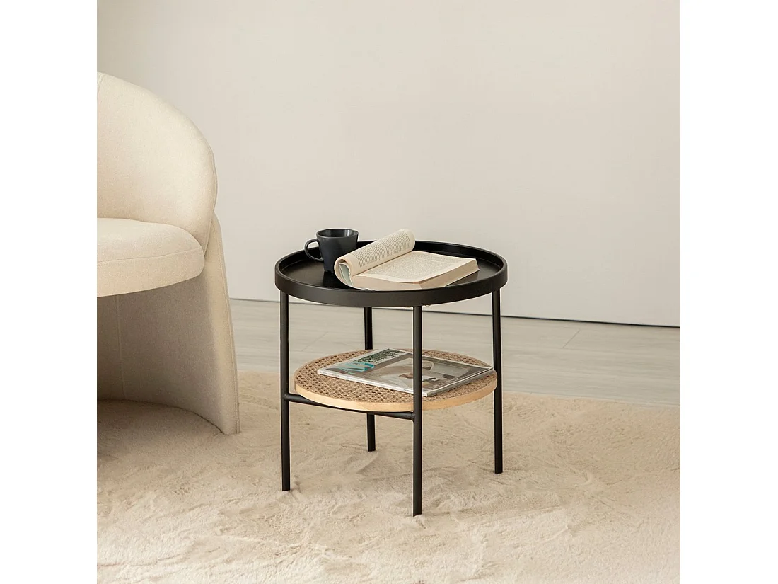 Mesa auxiliar de Metal Natural-Negro 46 x 45- Niko