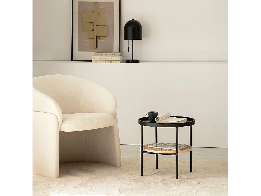 Mesa auxiliar de Metal Natural-Negro 46 x 45- Niko