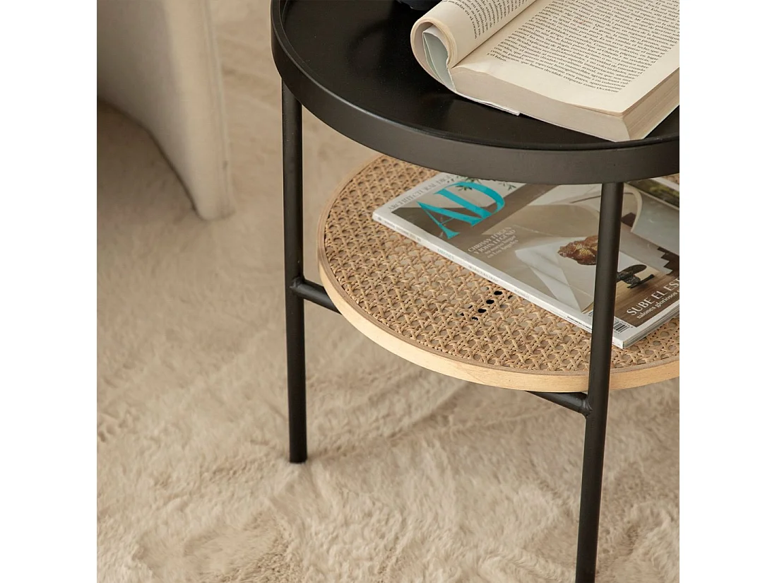 Mesa auxiliar de Metal Natural-Negro 46 x 45- Niko