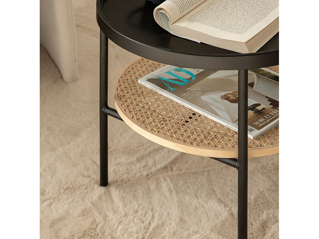 Mesa auxiliar de Metal Natural-Negro 46 x 45- Niko