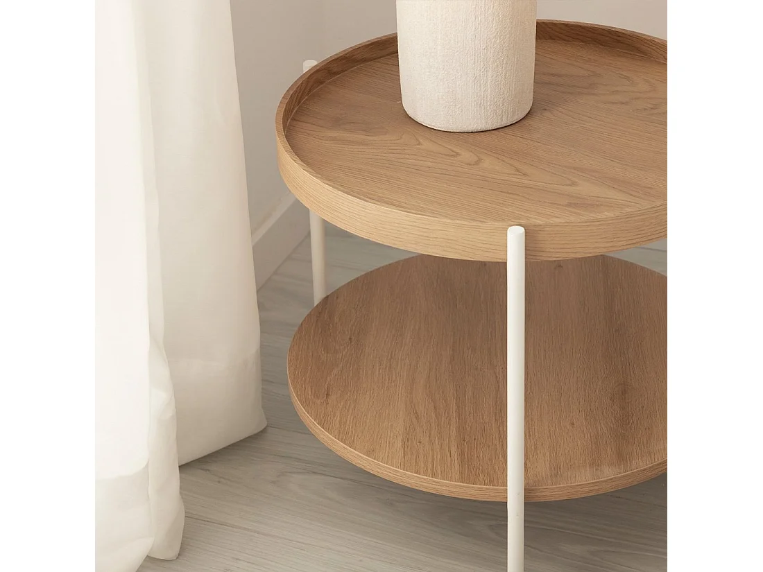 Table d'appoint en bois naturel 50x45 cm-Dan