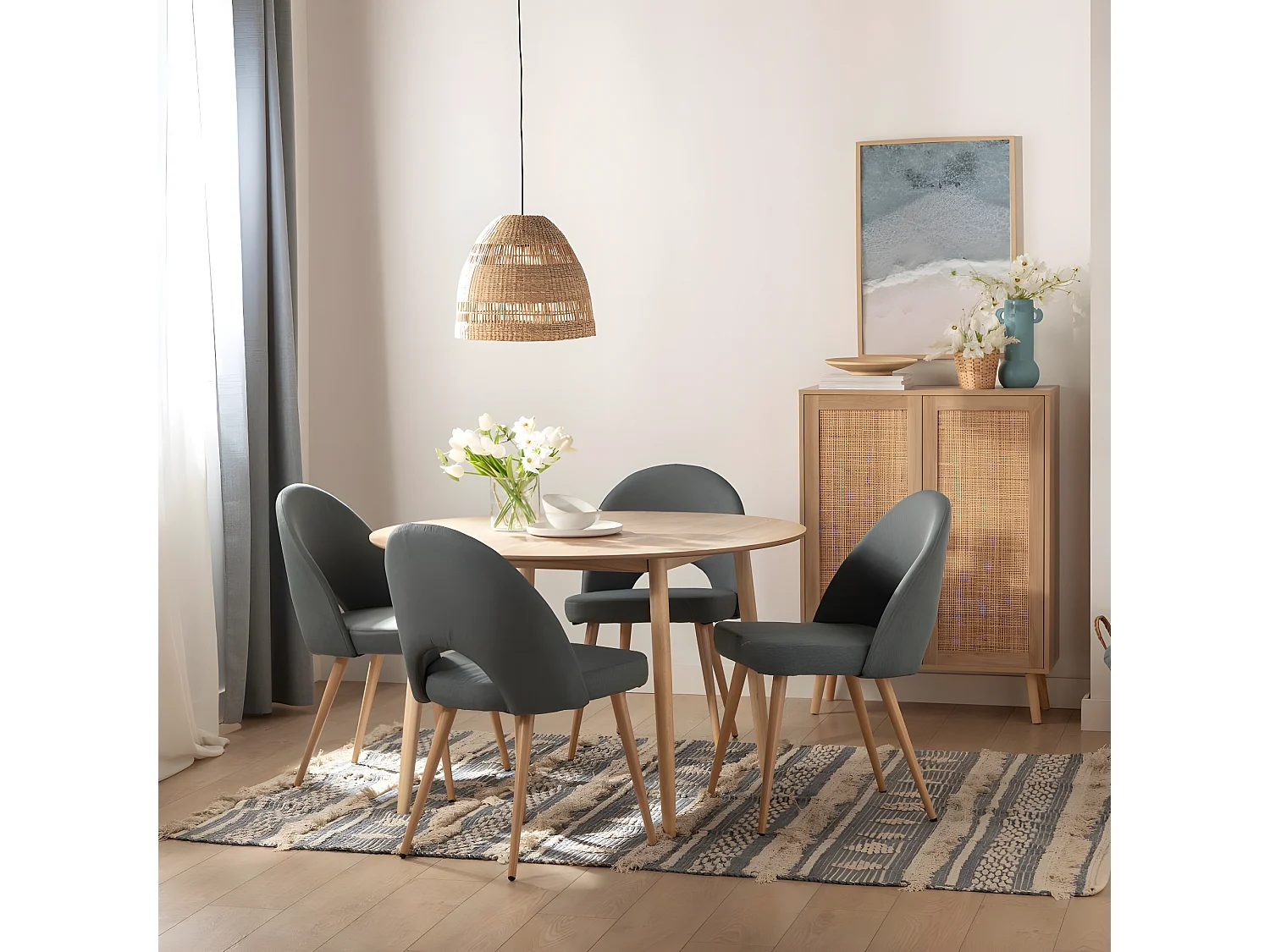 Silla de comedor de Tela Azul 85 x 49- Blair