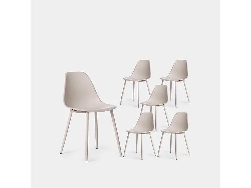 Packs 6 sillas Beige 45 x 80 cm