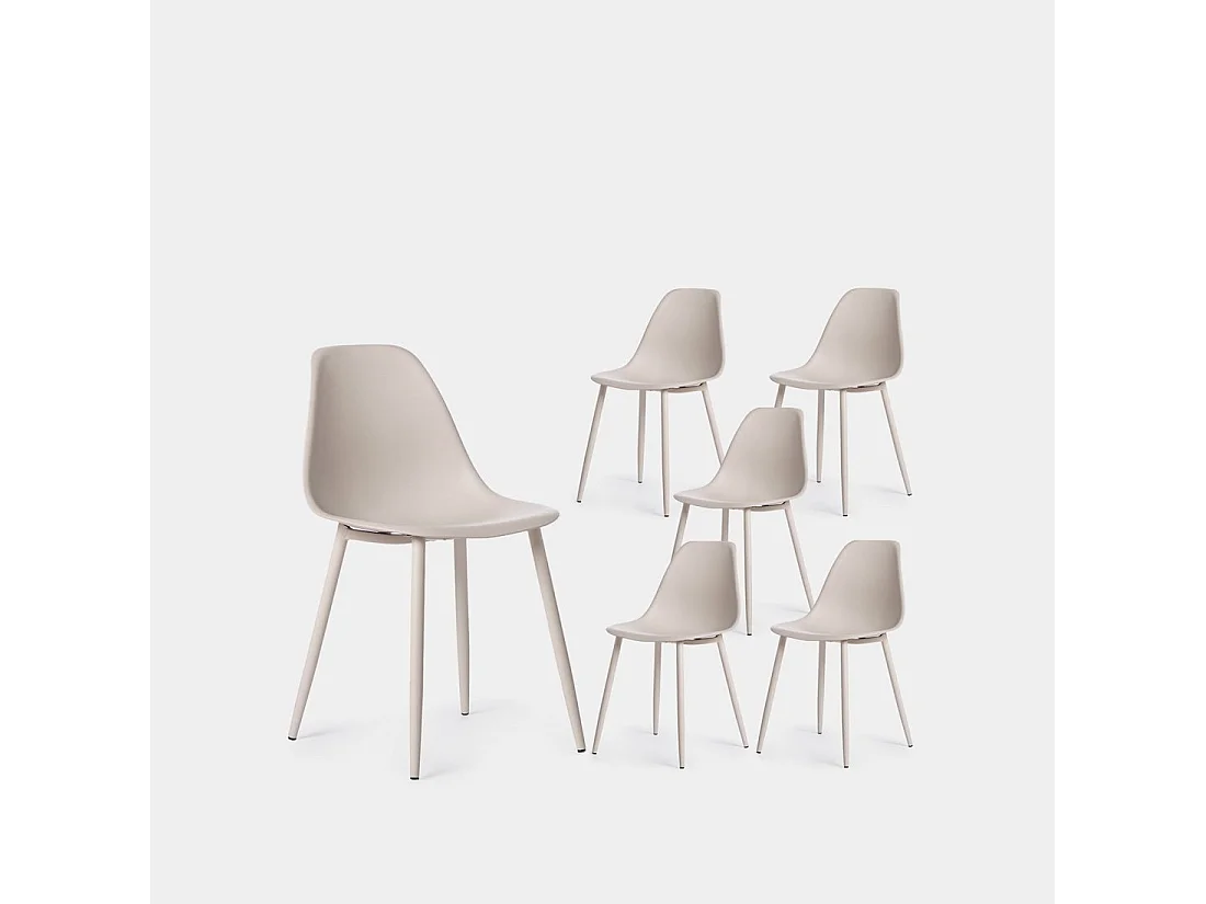 Chaise de salle à manger en plastique beige 45x80 cm-Nina