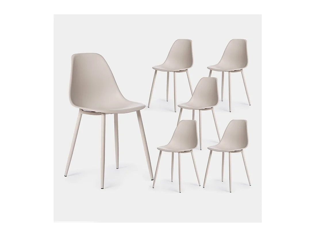 Chaise de salle à manger en plastique beige 45x80 cm-Nina