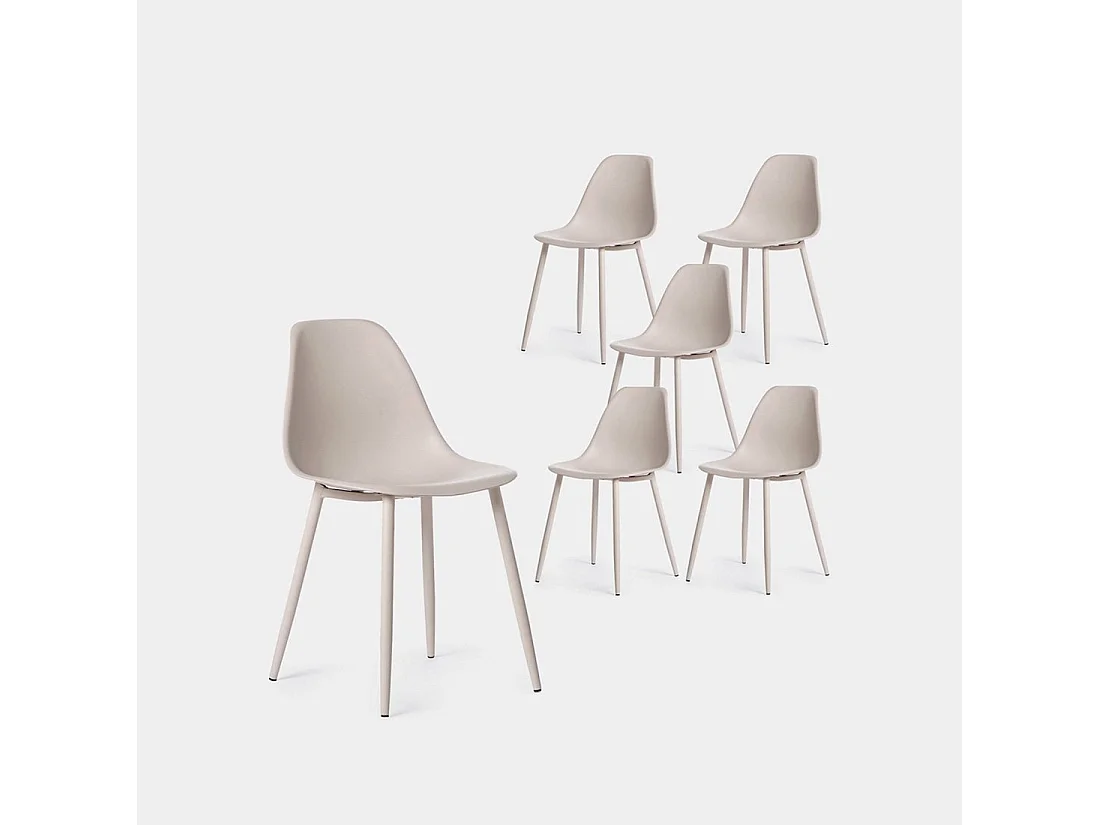 Chaise de salle à manger en plastique beige 45x80 cm-Nina