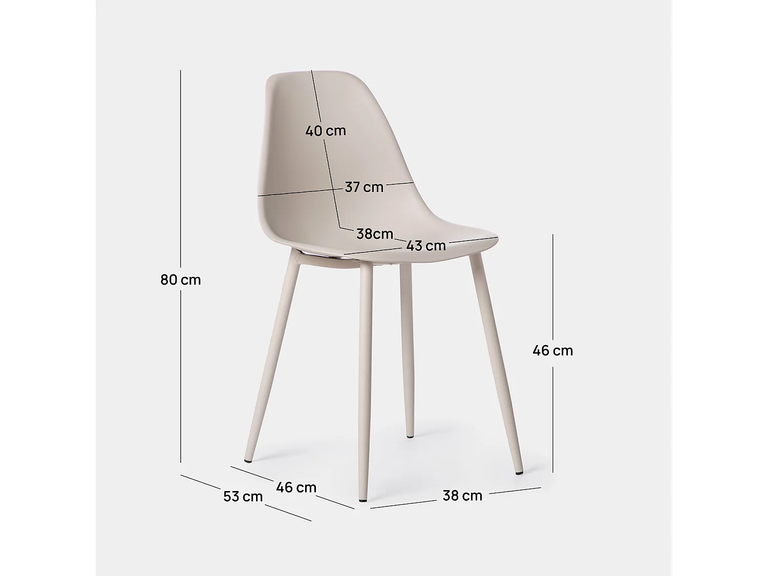 Chaise de jardin en plastique beige 45x80 cm-Nina