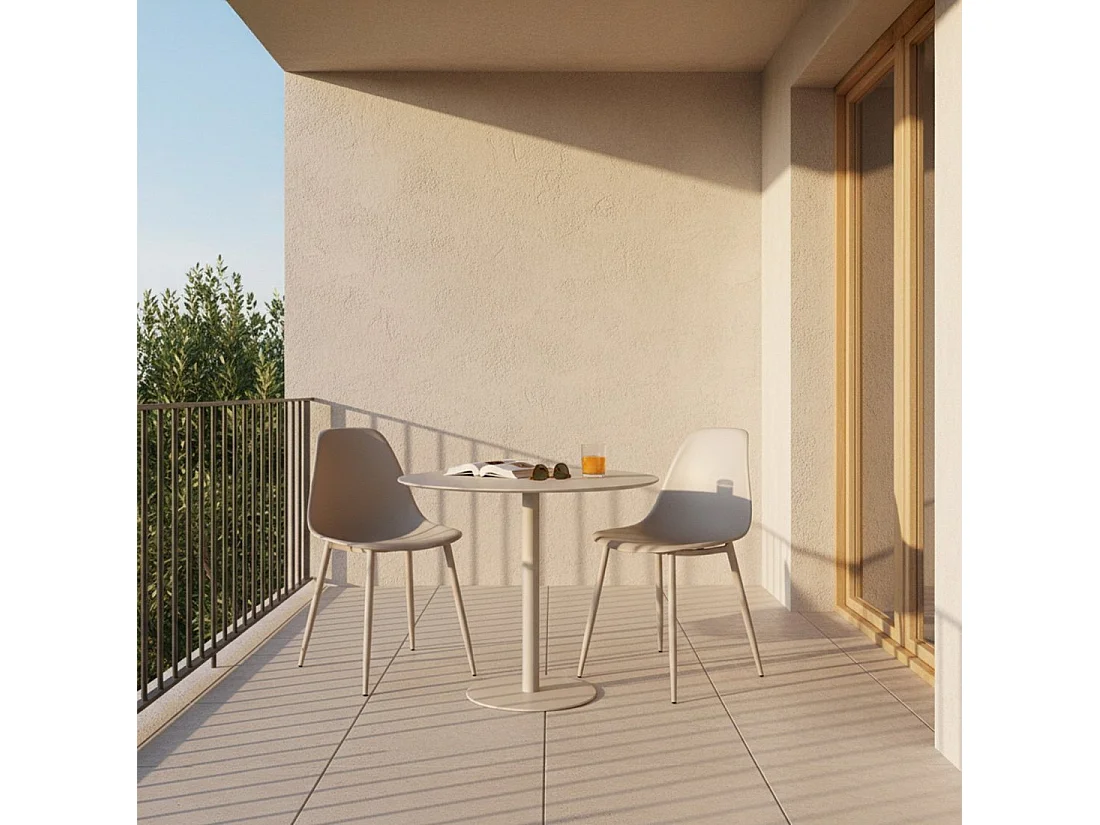Chaise de jardin en plastique beige 45x80 cm-Nina