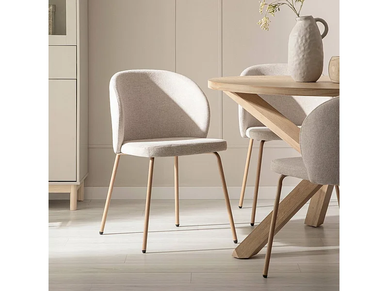 Silla de comedor de Tela Beige 80 x 49- Norah