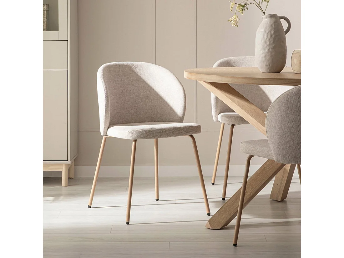 Silla de comedor de Tela Beige 80 x 49- Norah