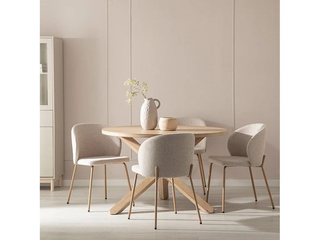 Chaise de salle à manger en tissu beige 49x80 cm-Norah