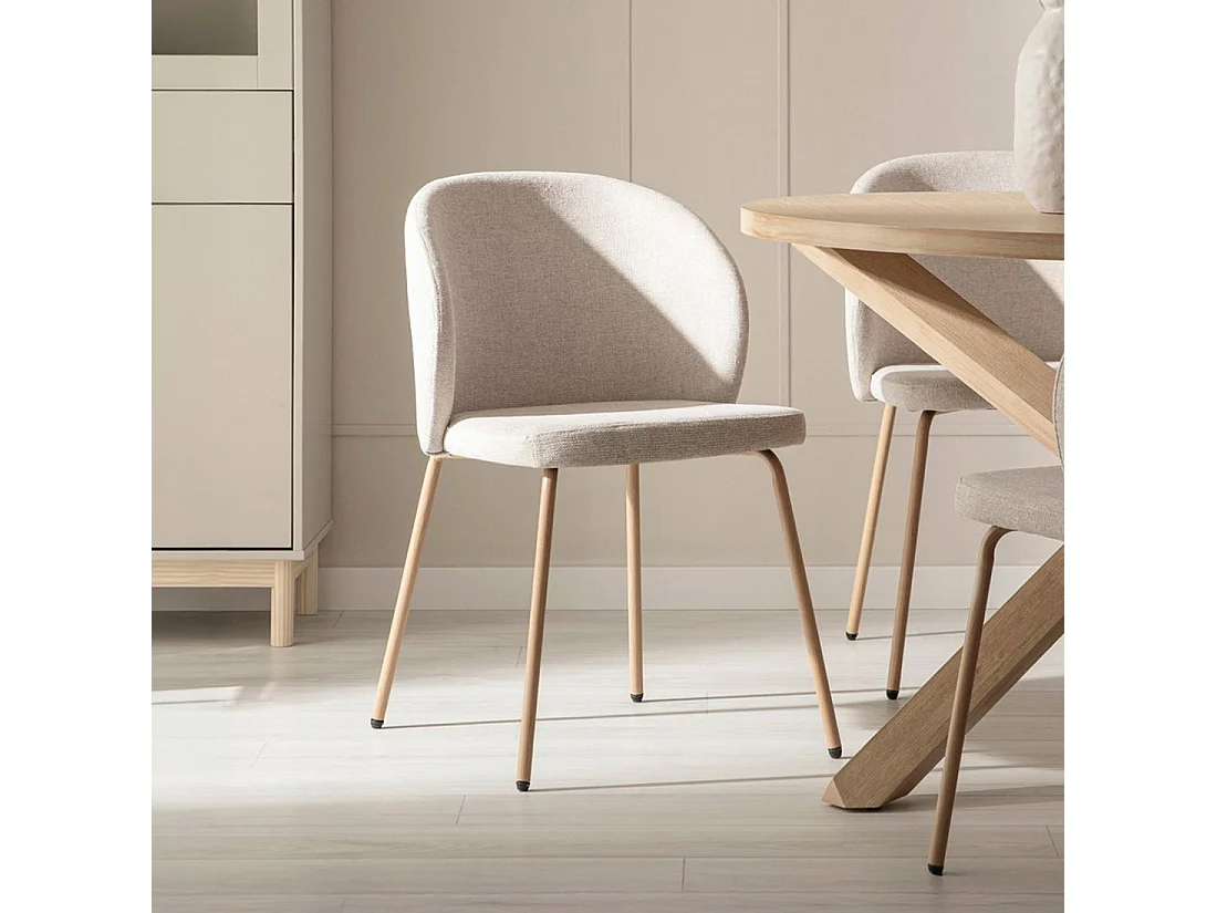Chaise de salle à manger en tissu beige 49x80 cm-Norah