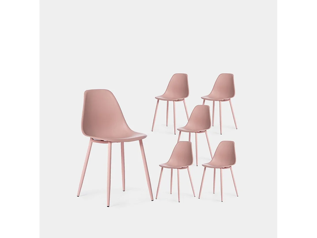 Chaise de salle à manger en plastique rose 45x80 cm-Nina