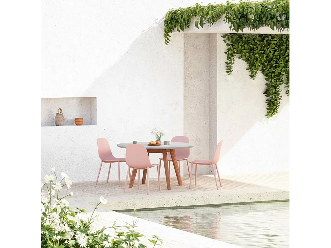 Chaise de salle à manger en plastique rose 45x80 cm-Nina