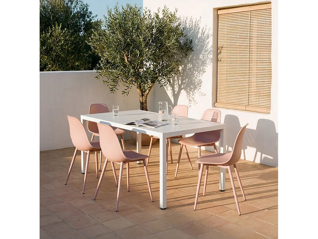 Chaise de salle à manger en plastique rose 45x80 cm-Nina