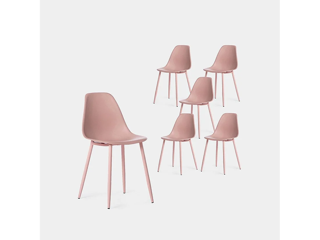 Chaise de salle à manger en plastique rose 45x80 cm-Nina
