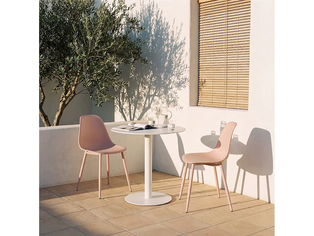 Chaise de salle à manger en plastique rose 45x80 cm-Nina