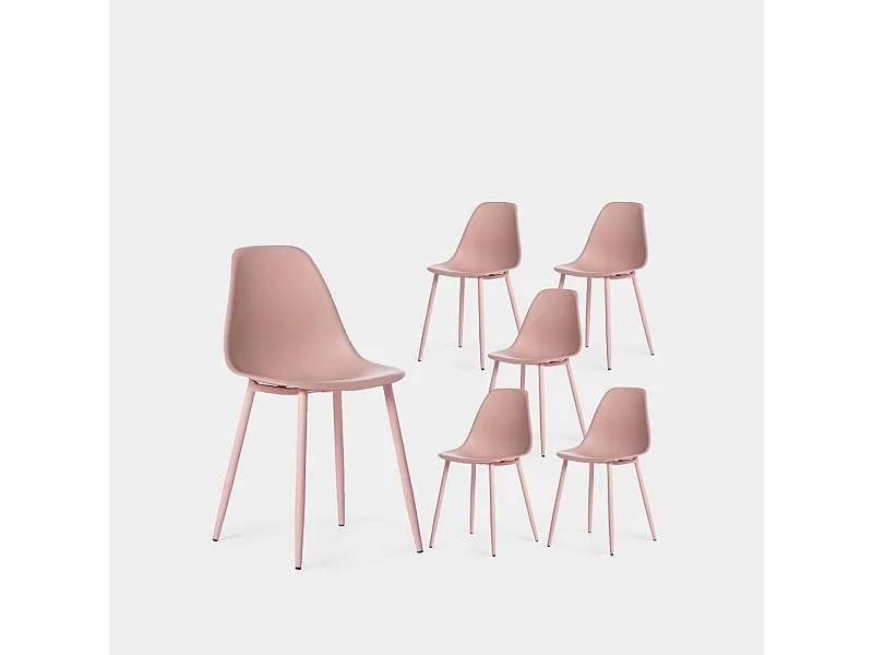 Chaise de salle à manger en plastique rose 45x80 cm-Nina