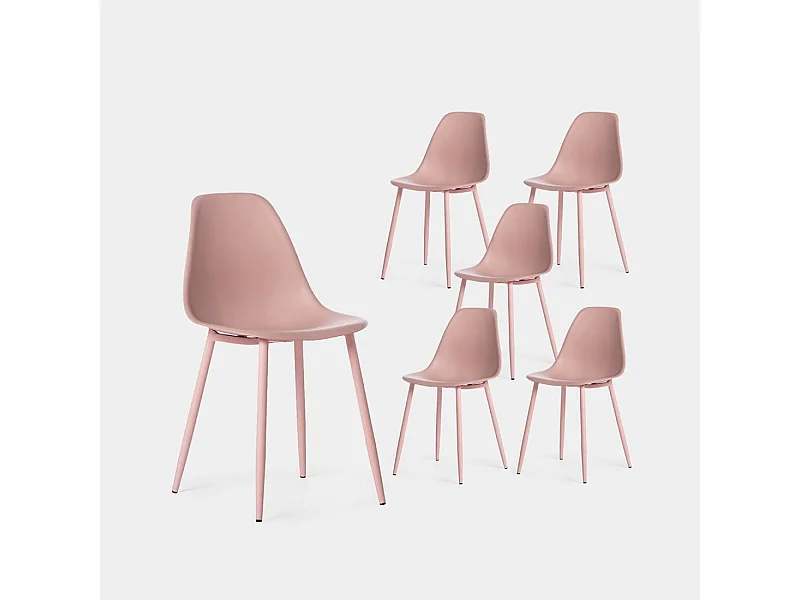 Chaise de salle à manger en plastique rose 45x80 cm-Nina