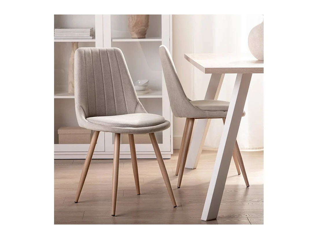 Chaise de salle à manger en tissu beige 47x87 cm-Ingrid