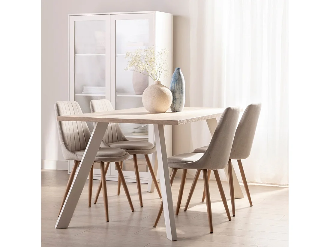 Silla de comedor de Tela Beige 87 x 47- Ingrid