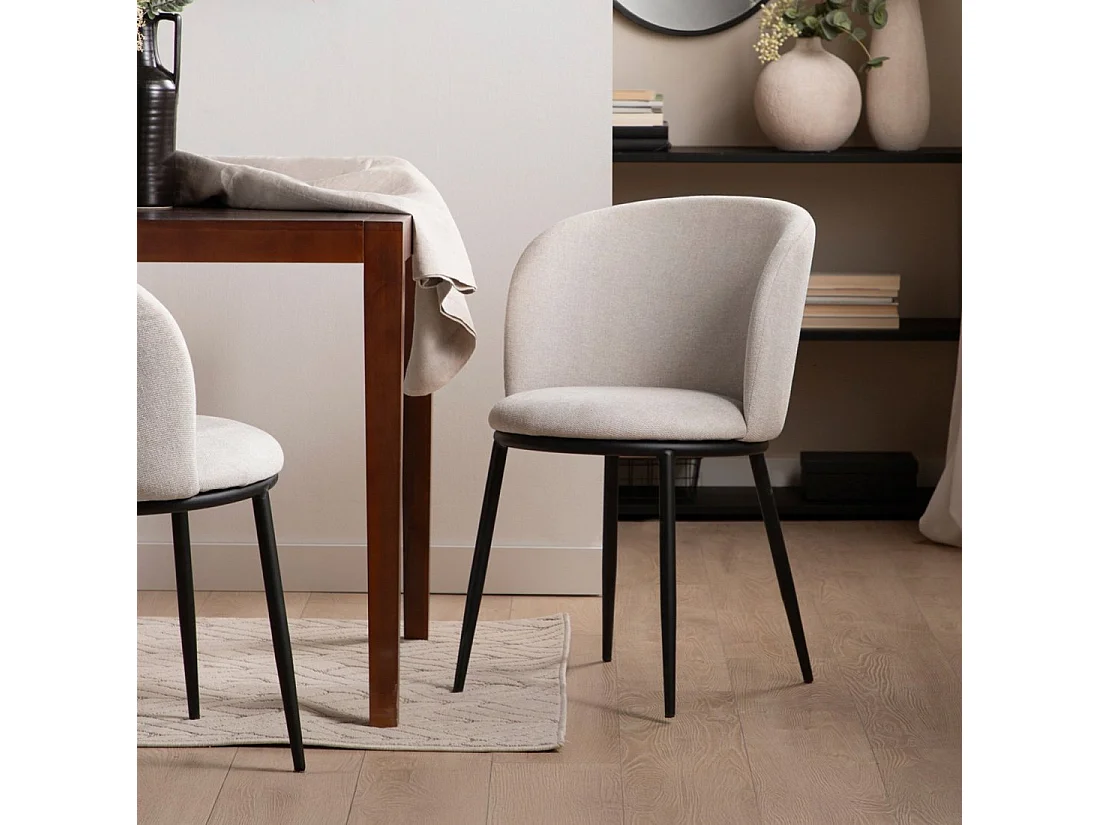 Chaise de salle à manger en tissu beige 51x80 cm-Nolan