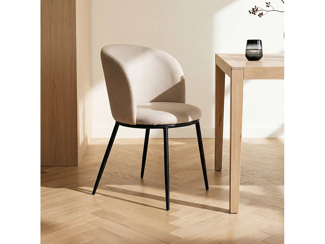 Chaise de salle à manger en tissu beige 51x80 cm-Nolan