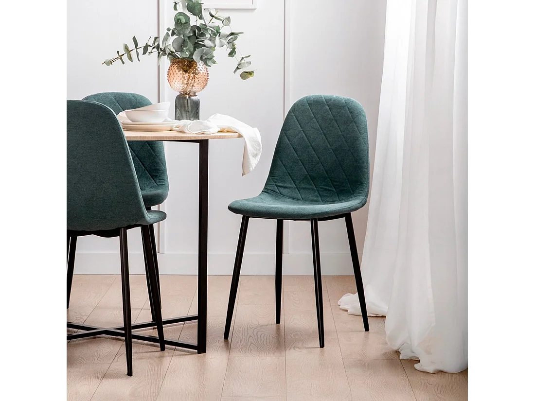 Silla de comedor de Tela Verde oscuro 86 x 45- Ellis