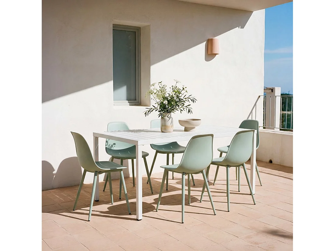 Chaise de salle à manger en plastique menthe 45x80 cm-Nina