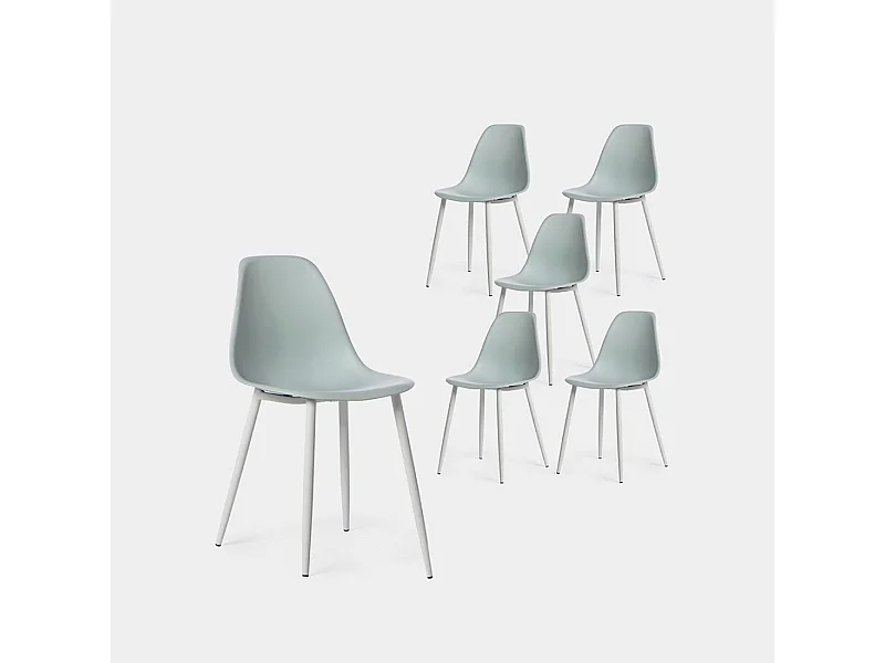 Chaise de salle à manger en plastique menthe 45x80 cm-Nina