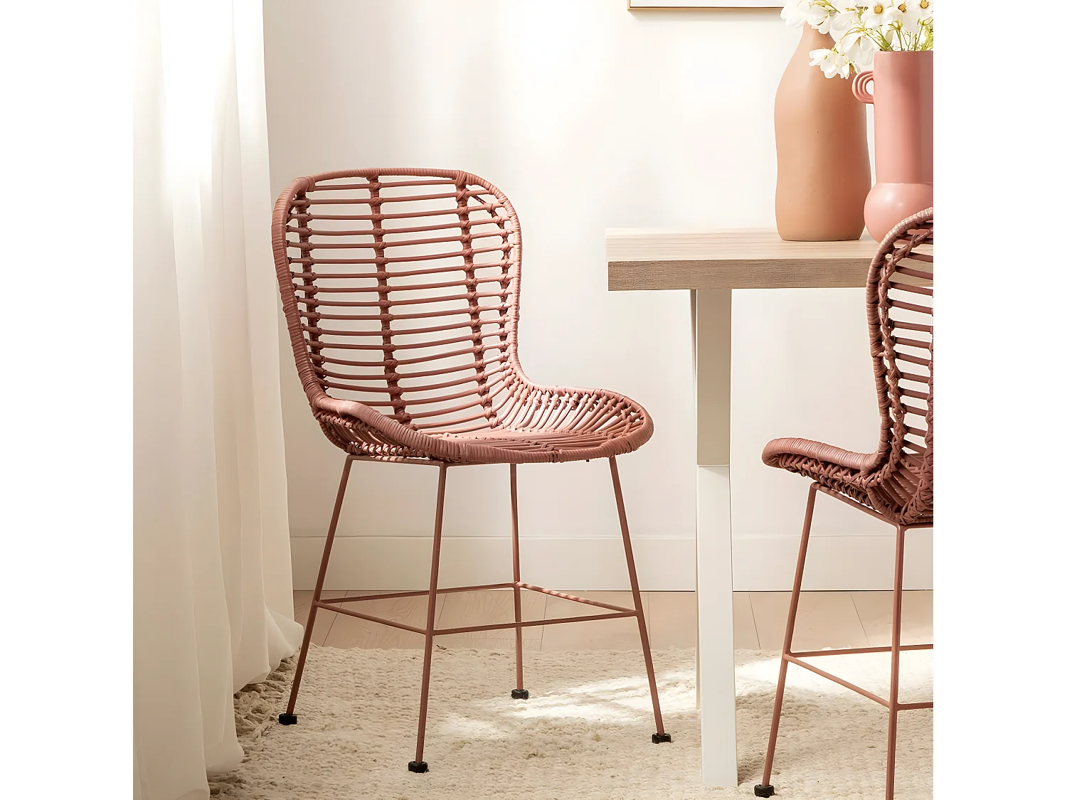 Silla de ratán natural de Fibra natural Terracota 86 x 47- Leo