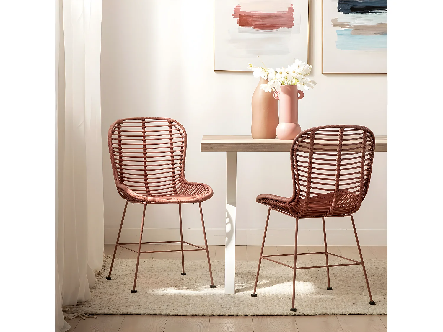 Silla de ratán natural de Fibra natural Terracota 86 x 47- Leo