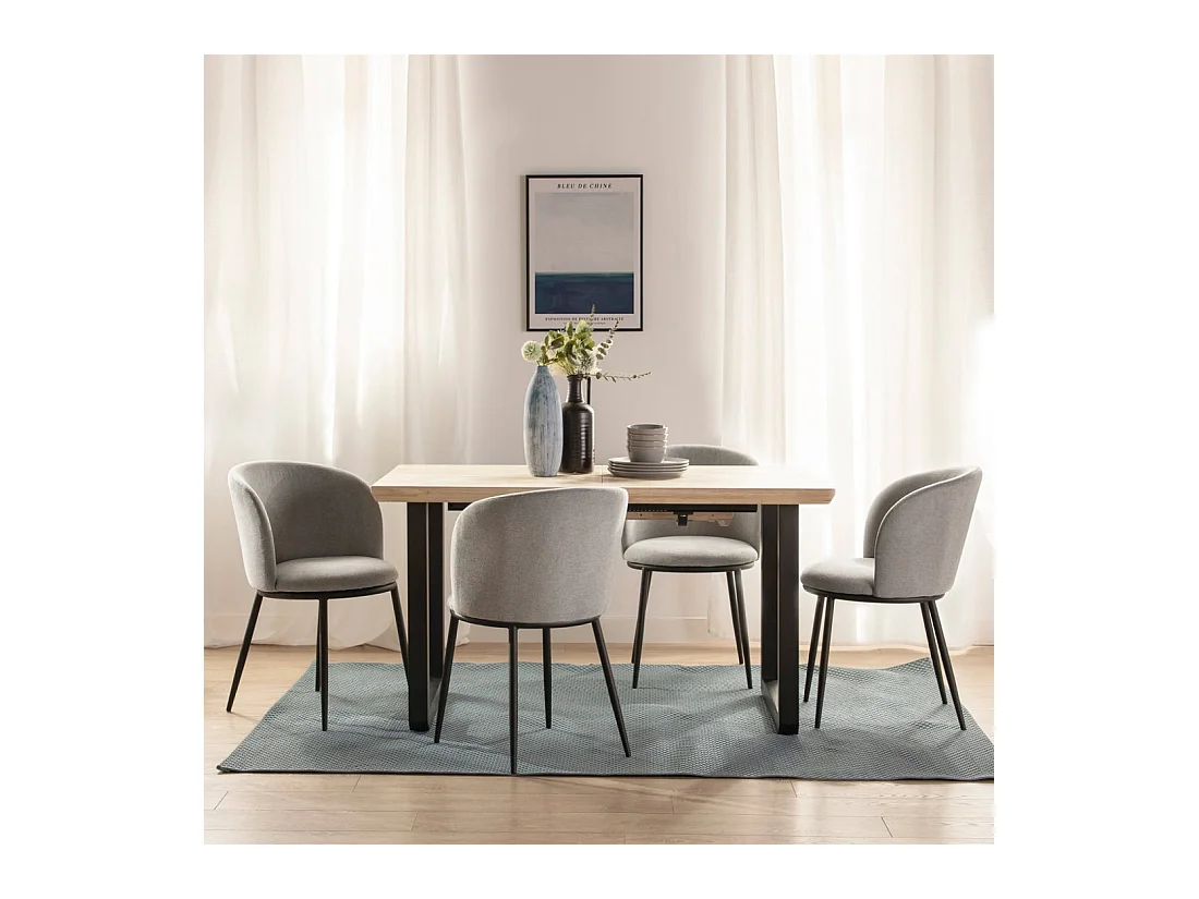 Chaise de salle à manger en tissu gris 51x80 cm-Nolan