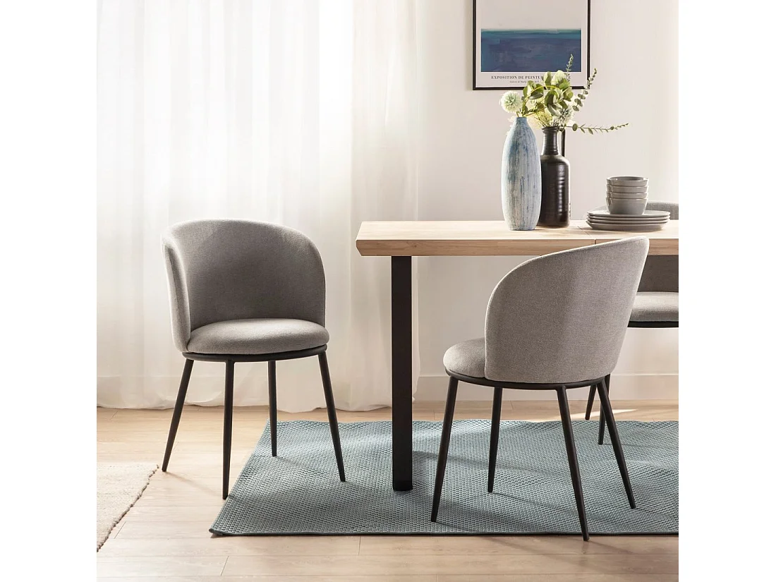 Chaise de salle à manger en tissu gris 51x80 cm-Nolan