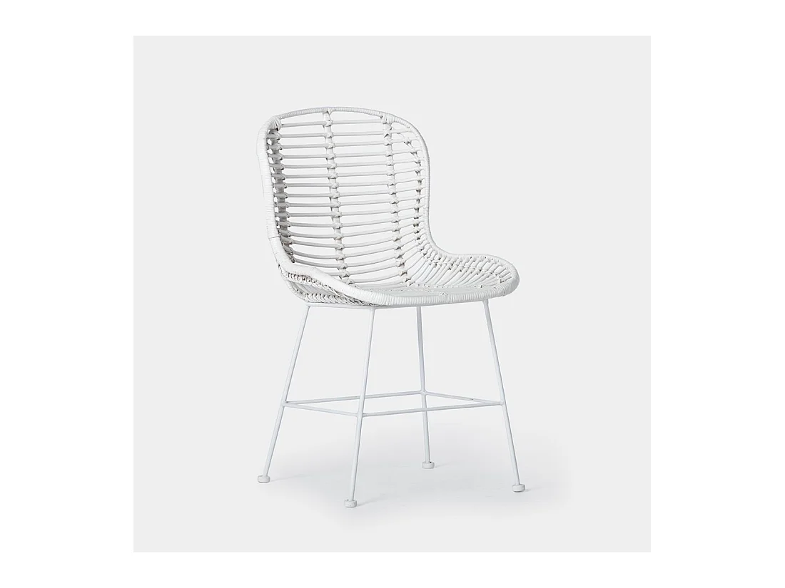 Chaise d'extérieur en fibre naturelle blanc 47x86 cm-Leo