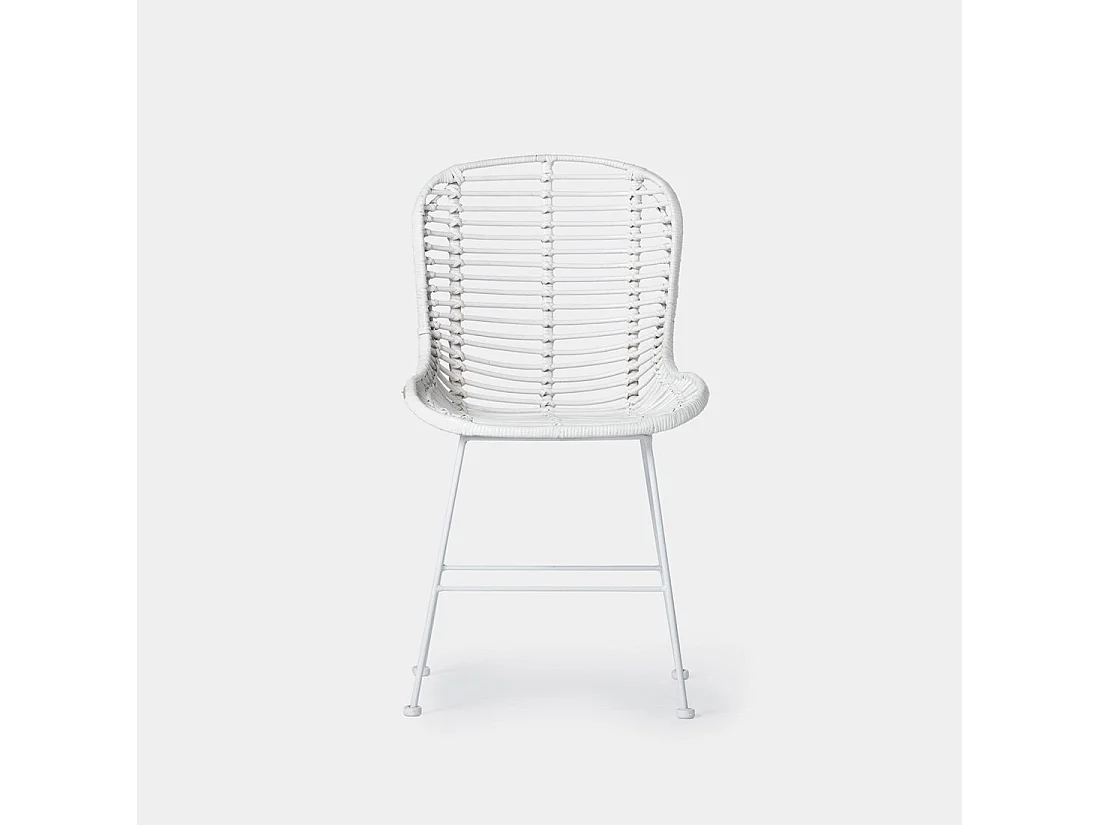 Chaise d'extérieur en fibre naturelle blanc 47x86 cm-Leo