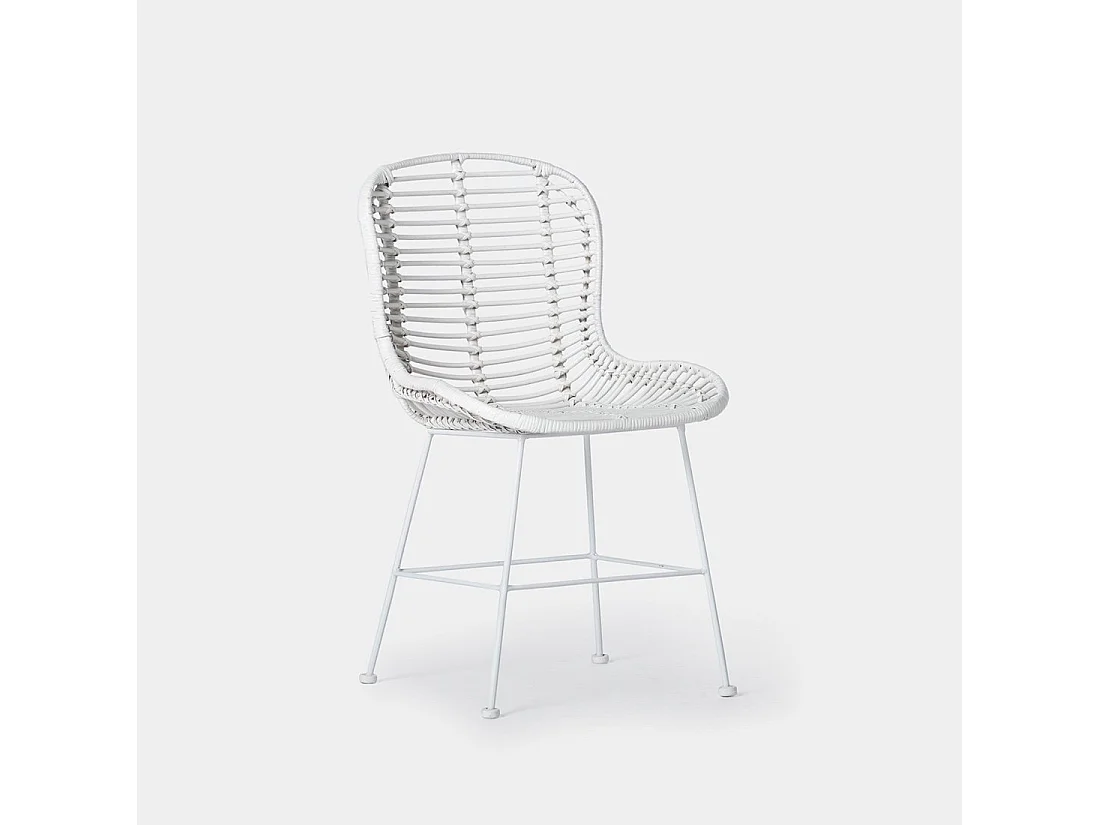 Chaise de jardin en fibre naturelle blanc 47x86 cm-Leo