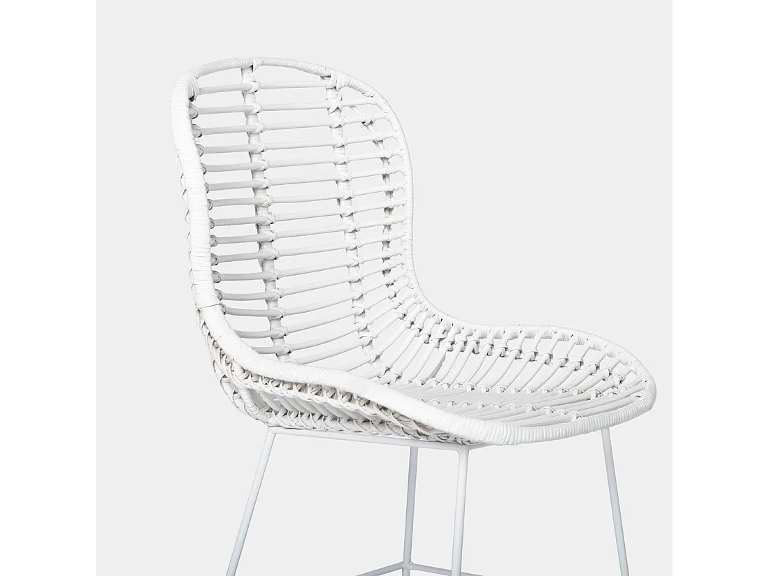 Chaise de jardin en fibre naturelle blanc 47x86 cm-Leo