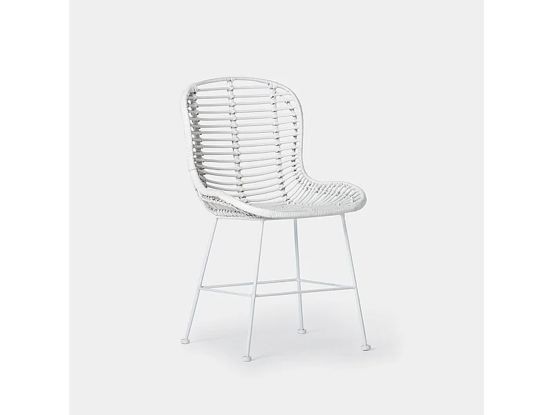 Chaise d'extérieur en fibre naturelle blanc 47x86 cm-Leo