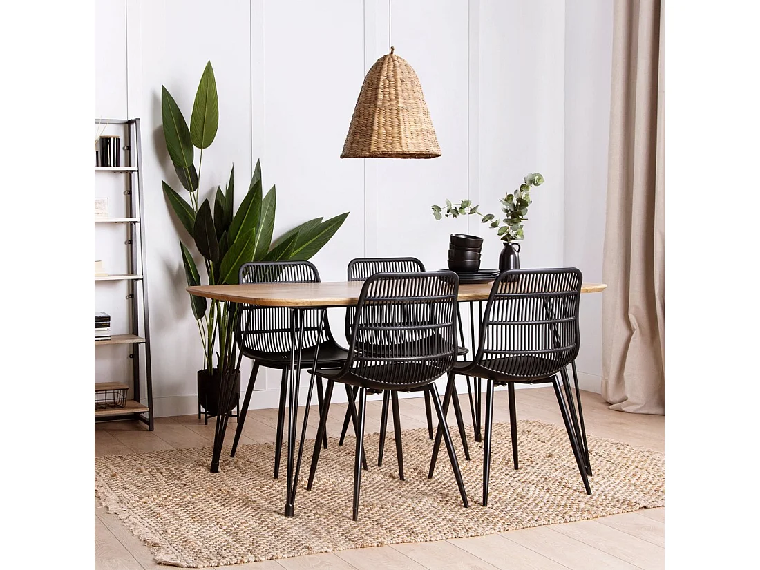 Chaise d'extérieur en plastique noir 46x85 cm-Vera