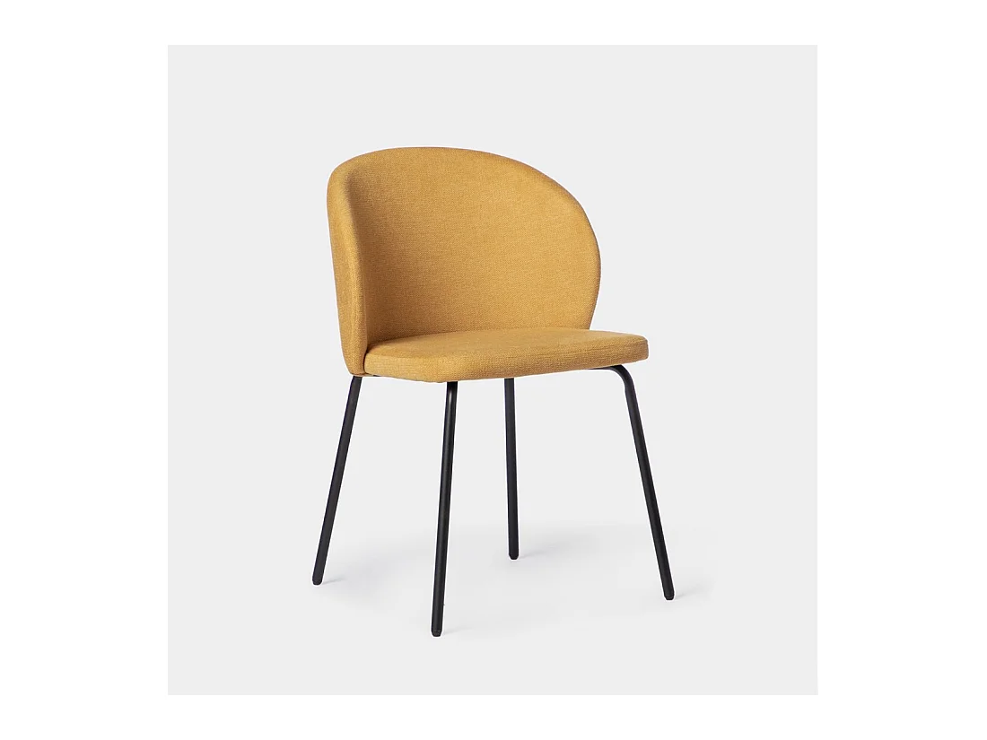 Chaise de salle à manger en tissu moutarde 49x80 cm-Norah