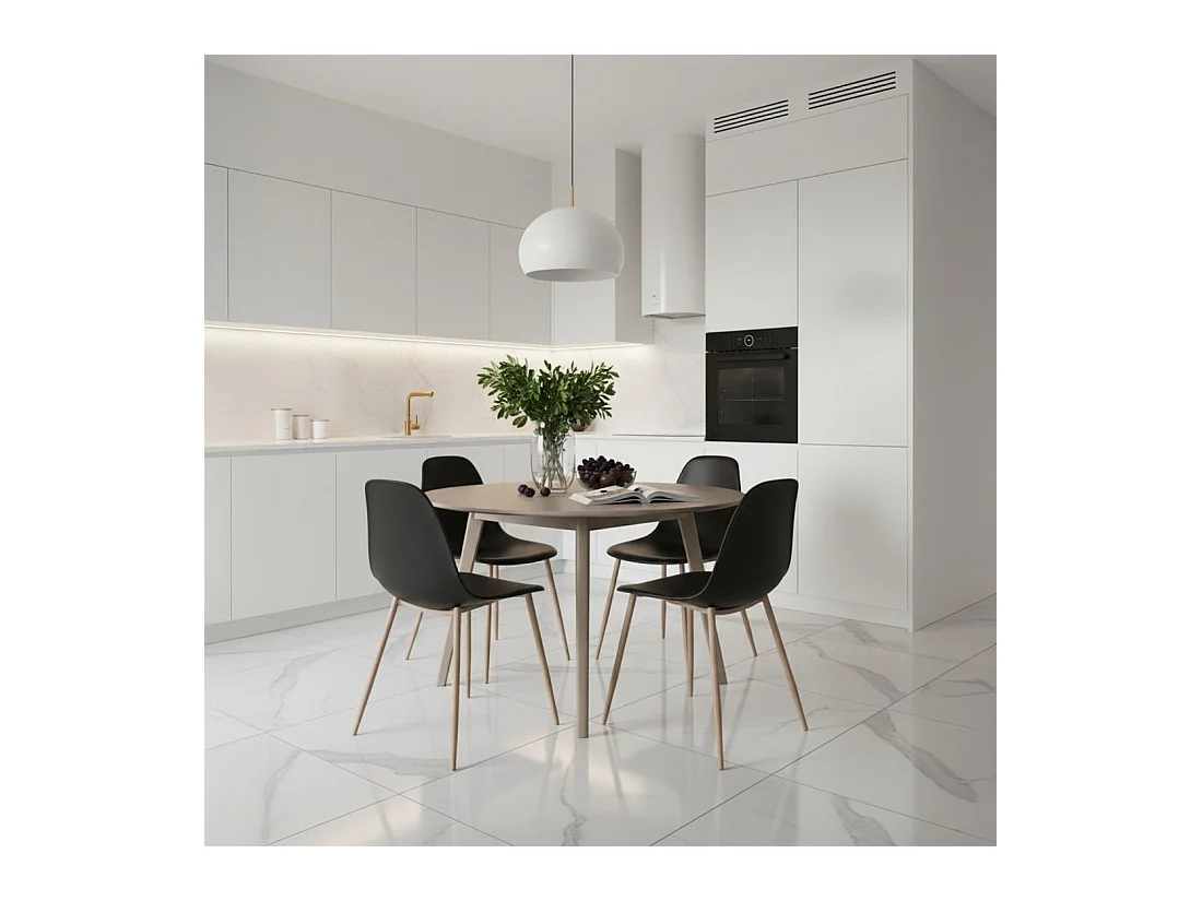 Chaise de salle à manger en plastique noir 45x80 cm-Nina