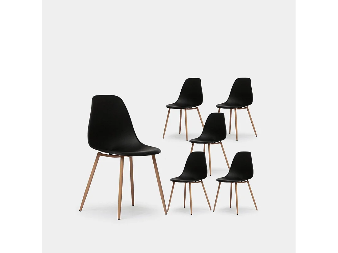 Chaise de salle à manger en plastique noir 45x80 cm-Nina