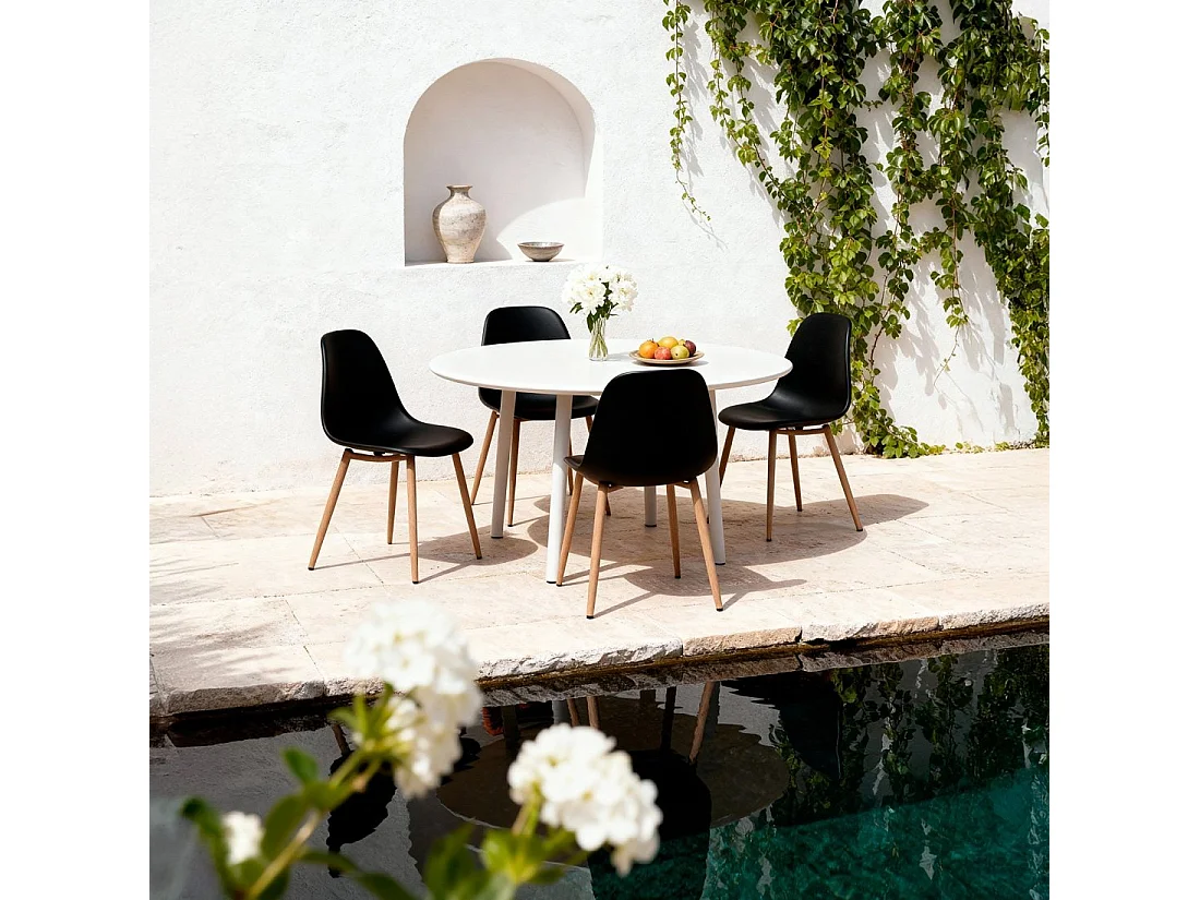 Chaise de salle à manger en plastique noir 45x80 cm-Nina